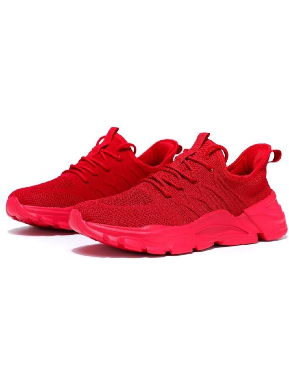 Men's Red Rubber Non Slip Breathable Lightweight Fashion Athletic Sneakers - Picture 5 of 7